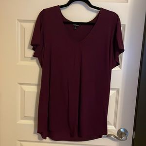 Torrid Burgundy Short Flutter Sleeve Tee T-Shirt Size 1